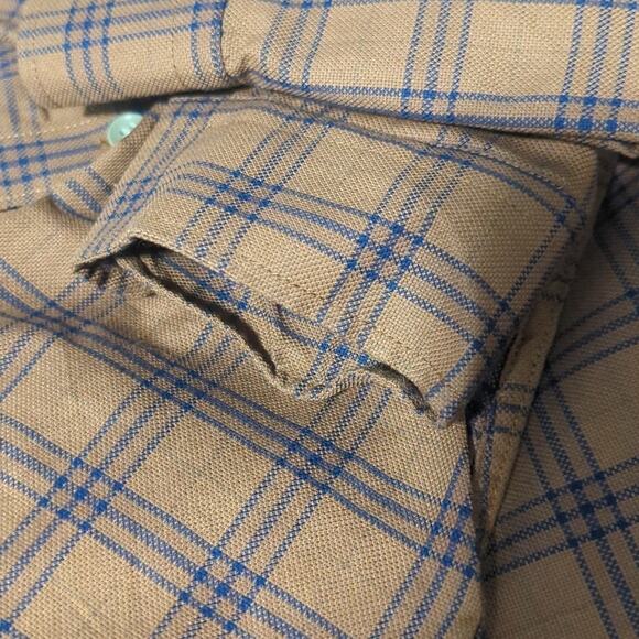 Stitch Note Brown Navy Plaid 100% Egyptian Cotton Button Up Casual Shirt Sz M - Picture 9 of 9